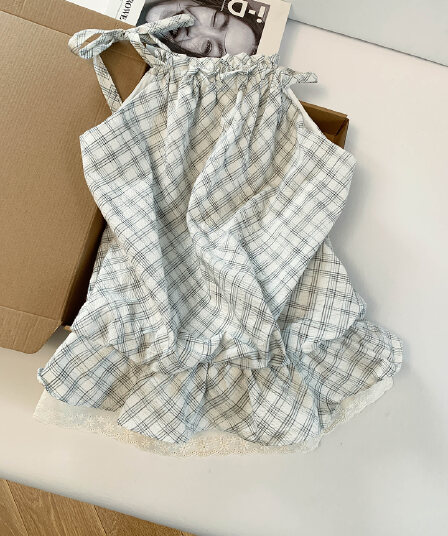실사 통제 가격 20 레이스 레이스 체크무늬 행침 목 캐미솔 여름 레이스업 프릴 민소매 맨위