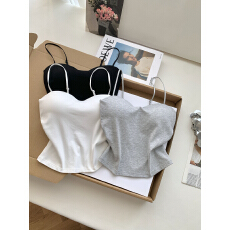批发实拍 控价20 韩系纯欲风带胸垫吊带背心女夏季短款修身美背<b class='q'>上衣</b>