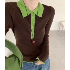 批发金大支polo领针织衫女2025新款早秋独特漂亮巨好看的打底衫上衣