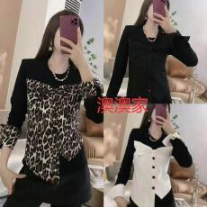 批发新款减龄修身时尚欧货拼接设计感高级洋气上衣