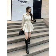 批发2026春秋新款女<b class='q'>装</b>气质收腰POLO领长袖衬衫<b class='q'>连衣</b>裙休闲短裤两件套