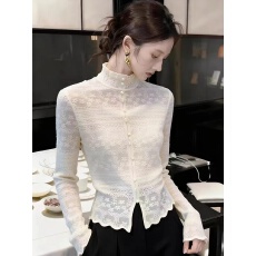 批发半高领蕾丝衬衫打底内搭女2026春秋新款高级感轻奢洋气小众上衣