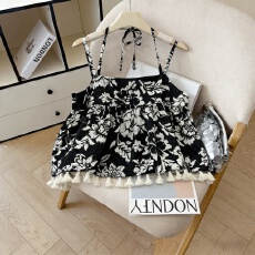 批发复古印花吊带背心女<b class='q'>夏</b>季通勤外穿短款上衣