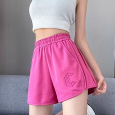 批发韩版 仿棉华夫格 美式运动短<b class='q'>裤</b>女<b class='q'>夏季</b>外穿休闲阔腿高腰