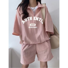 批发<b class='q'>韩版</b>时尚运动服套装女夏季新款宽松短袖短裤休闲两件套