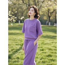 批发<b class='q'>休闲</b>纯色运动服<b class='q'>套装</b>女2026夏季新款时尚韩版妈妈显瘦气质两件套