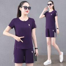 批发2026新款<b class='q'>运动</b>套装T恤<b class='q'>短裤</b>套装<b class='q'>女</b>夏季短袖两件套潮