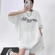 批发设计感刺绣套装<b class='q'>女</b>夏季新款休闲<b class='q'>运动</b>宽松<b class='q'>短裤</b>两件套