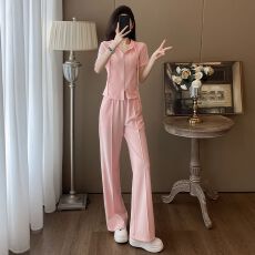 批发<b class='q'>运动</b>套装<b class='q'>女</b>夏新款时尚洋气减龄连帽短袖上衣阔腿裤<b class='q'>两件</b>套