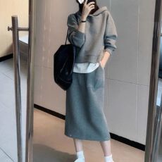批发早秋休闲时尚两件套连帽<b class='q'>卫衣</b>半身裙套装胖mm