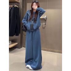 批发仿棉斜纹拉架250克运动套装女<b class='q'>春</b>秋季时尚休闲外套阔腿裤两件套