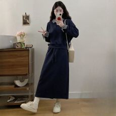 批发韩系<b class='q'>大码</b>减龄休闲运动套装裙女2026秋冬宽松卫衣裙子百搭两件套裙