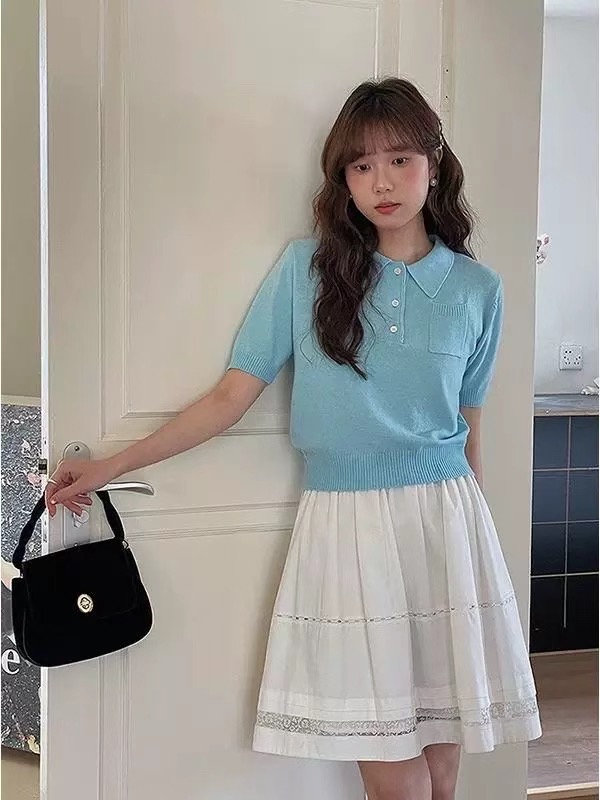 도시 백조의 호수 한 부서 레트로 레이스 레이스 반신 스커트 여성 여름 부드러운 화이트 한 마디 케이크 미니 스커트