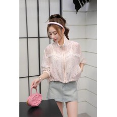 批发<b class='q'>韩版</b>POLO领波点短外套女2026春夏季新款木耳边休闲小个子纯色外套