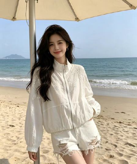 양 양 yangruoyu 마술 깃털 깃발 주간 실크 패치워크 자카드 얇은 스타일 후드 자외선 차단 오픈 가디건 여성 코트