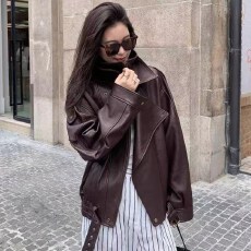 批发美式皮衣外套女2026春季新款夹克高级感短款今年流行复古拽姐穿搭