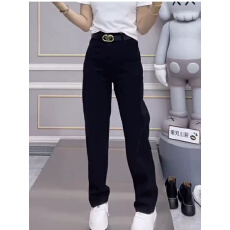 批发深蓝色<b class='q'>弹力</b>直筒<b class='q'>牛仔裤</b>子女2026新款大码胖MM梨形身材显瘦高腰长裤