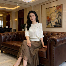 烫钻钉珠时尚针织蝙蝠短袖t恤女夏季薄款冰丝针织衫大码女装上衣