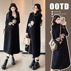 2025实拍马上有钱过年服孕妇加绒加厚背心裙加打底套装