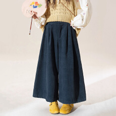 批发2025秋冬新款宽松显瘦灯芯绒阔腿裤女大码文艺加厚休闲百搭<b class='q'>七分</b>裤