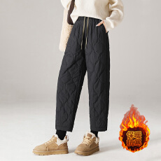 批发2025冬季新款宽松大码时尚百搭显瘦加棉加厚保暖女休闲哈伦<b class='q'>九分</b>裤
