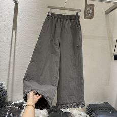 批发棉裤女2025秋冬新款欧货高腰木耳显瘦百搭网红夹棉加厚直筒九分裤