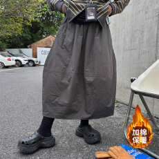 批发2025<b class='q'>秋</b>冬新款宽松大码女韩版复古百搭休闲时尚保暖纯色加棉半身裙