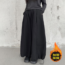 批发2025冬季新款下摆可抽绳夹棉弯刀裤子气球裤保暖宽松休闲灯笼棉裤