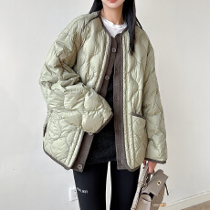 批发2025冬季新款宽松大码<b class='q'>胖</b><b class='q'>MM</b><b class='q'>菱</b>格女加棉休闲韩系保暖面包服显瘦外套