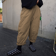 批发2025冬季新款韩版复古百搭休闲显瘦纯色宽松大码加棉八分裤女棉裤