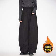 批发2025冬季新款大码胖MM夹棉棉裤阔腿裤女高腰显瘦宽松休闲保暖长裤