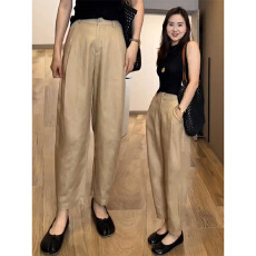 批发天丝亚麻<b class='q'>哈伦裤</b><b class='q'>女</b>2026夏季新款高腰薄款宽松休闲棉麻冰丝镰刀裤子