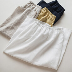 批发纯<b class='q'>亚麻</b>直筒半裙 简约文艺百搭 通勤纯色显瘦中长款开衩半身裙子夏