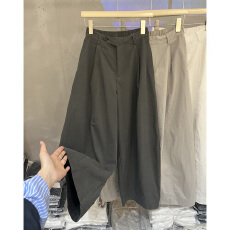 批发2026夏季新款休闲裤<b class='q'>女</b>欧货高腰宽松轻懒弯刀裤白色哈伦工装<b class='q'>长裤</b>子