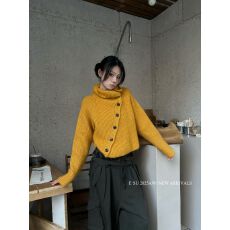 批发Esu 原创设计 2025秋冬新款毛衣女 斜开扣<b class='q'>马海毛</b>混羊毛针织衫