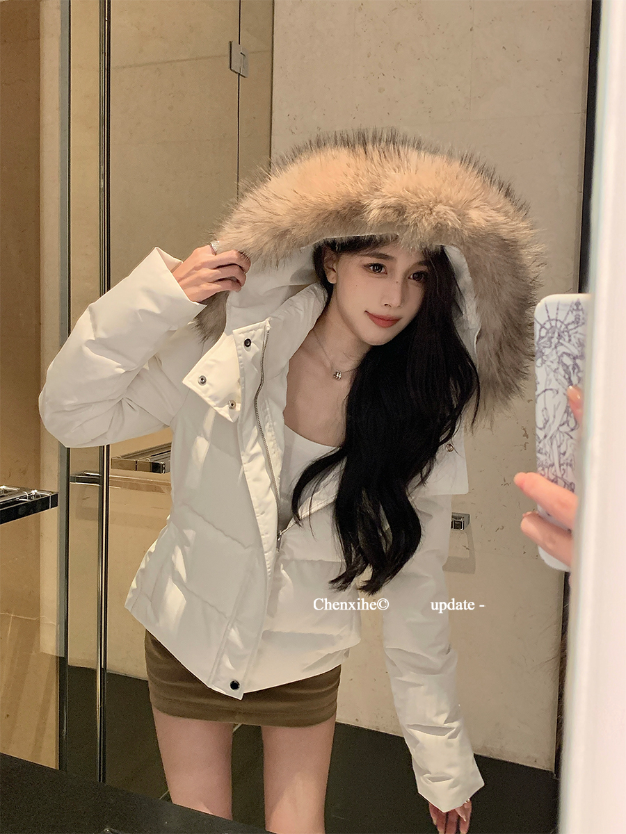 爆款2025年羽绒棉服女冬季韩版新款大毛领棉衣简约加厚保暖外套