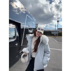 批发新款 snow雪服季 防风防泼水大毛领棉服中长款