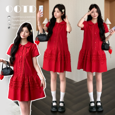 批发现现~实拍2026夏新款百褶娃娃领<b class='q'>孕妇</b><b class='q'>连衣裙</b>