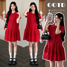 批发现现~实拍2026夏新款百褶娃娃领<b class='q'>孕妇</b><b class='q'>连衣裙</b>