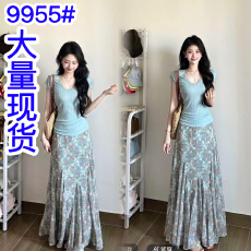 批发2026<b class='q'>春</b>季新款韩系设计感修身显瘦蕾丝上衣高腰气质碎花半身裙套装