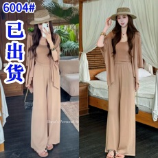 批发慵懒风针织吊带＋外套＋阔腿裤套装女<b class='q'>春</b>夏薄款时尚套装