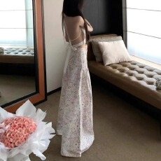 批发春夏趣味涂鸦设计休闲裤女激新款慵懒松弛感直筒垂感拖地阔腿<b class='q'>裤子</b>