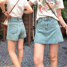 批发优质浅色夏不规则设计感休闲百搭显瘦时尚甜美减龄<b class='q'>韩版</b>牛仔短裙<b class='q'>裤</b>