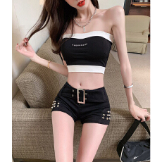 批发铆钉牛仔短<b class='q'>裤</b>女春夏季新款薄款a字美式紧身<b class='q'>提</b><b class='q'>臀</b>牛仔超短热辣<b class='q'>裤</b>潮