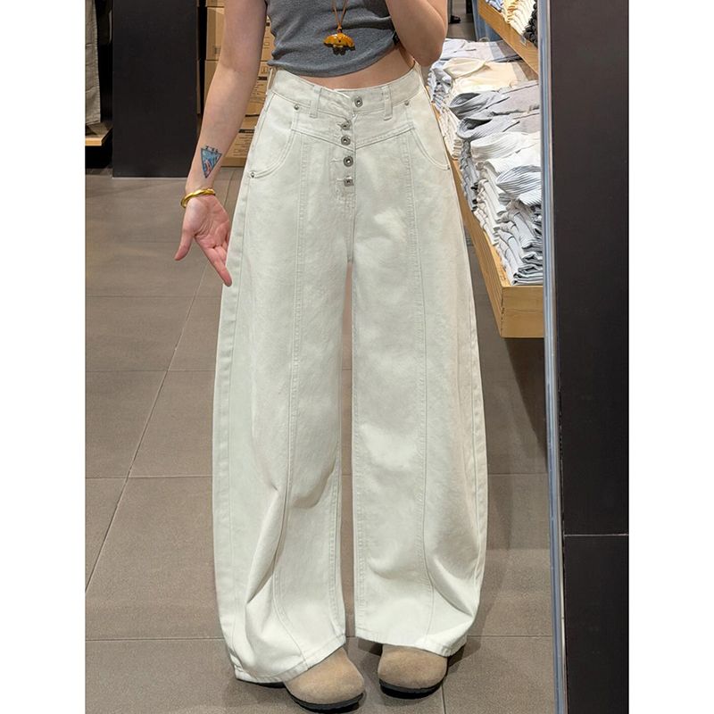 개성 작은 대중 출퇴근 트렌드 넓은 다리 청바지 여성 봄 여름 얇은 스타일 패션 슬림해 보이는 루즈핏 스트레이트 청바지
