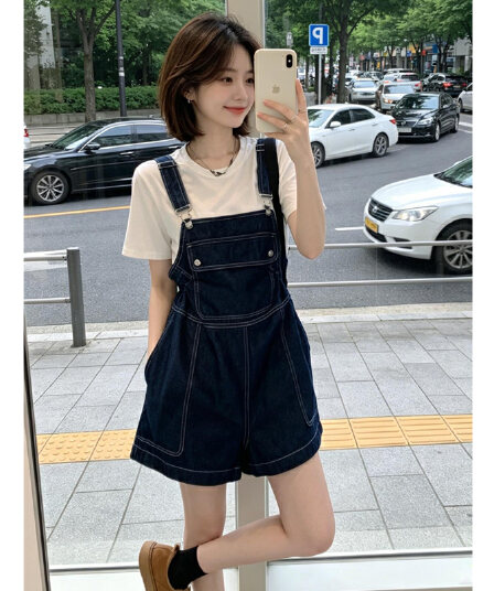 다용도 ins 트렌디 출퇴근 캐주얼 데님 멜빵 스커트 여성 봄 여름 새로운 루즈핏 달콤한 차가운 다용도 멜빵 데님 스커트