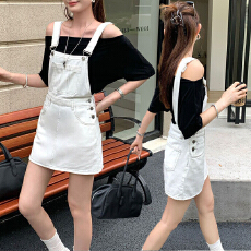 批发百搭个性通勤休闲牛仔背带裙子女<b class='q'>春</b>夏新款宽松甜酷百搭背带牛仔裙