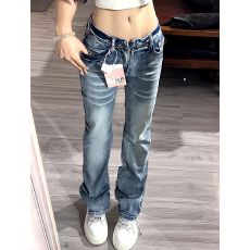 批发小众高街毛须微弹<b class='q'>牛仔裤</b>女春秋季新款显瘦时尚设计感直筒<b class='q'>牛仔裤</b>潮