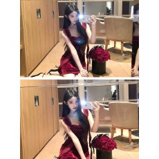 批发Hotdog 热狗很辣【炙热玫瑰】酒红色<b class='q'>连衣裙</b>女秋冬季氛围感吊带裙