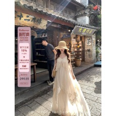 批发CallmeEar//【珍珠贝之吻】蕾丝拼接吊带裙宽松纯欲大摆连衣<b class='q'>长裙</b>